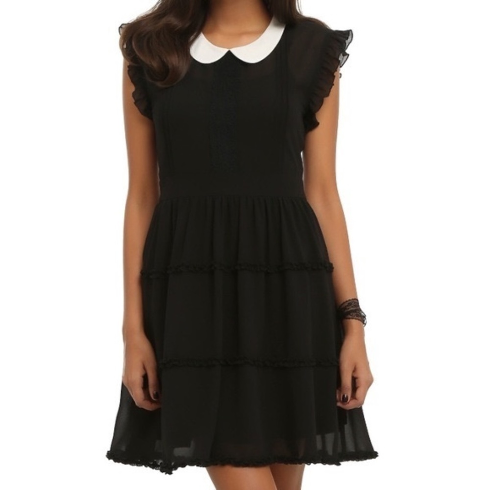 Wednesday Adams Inspired School Girl Collar Dress - Dolls Kill